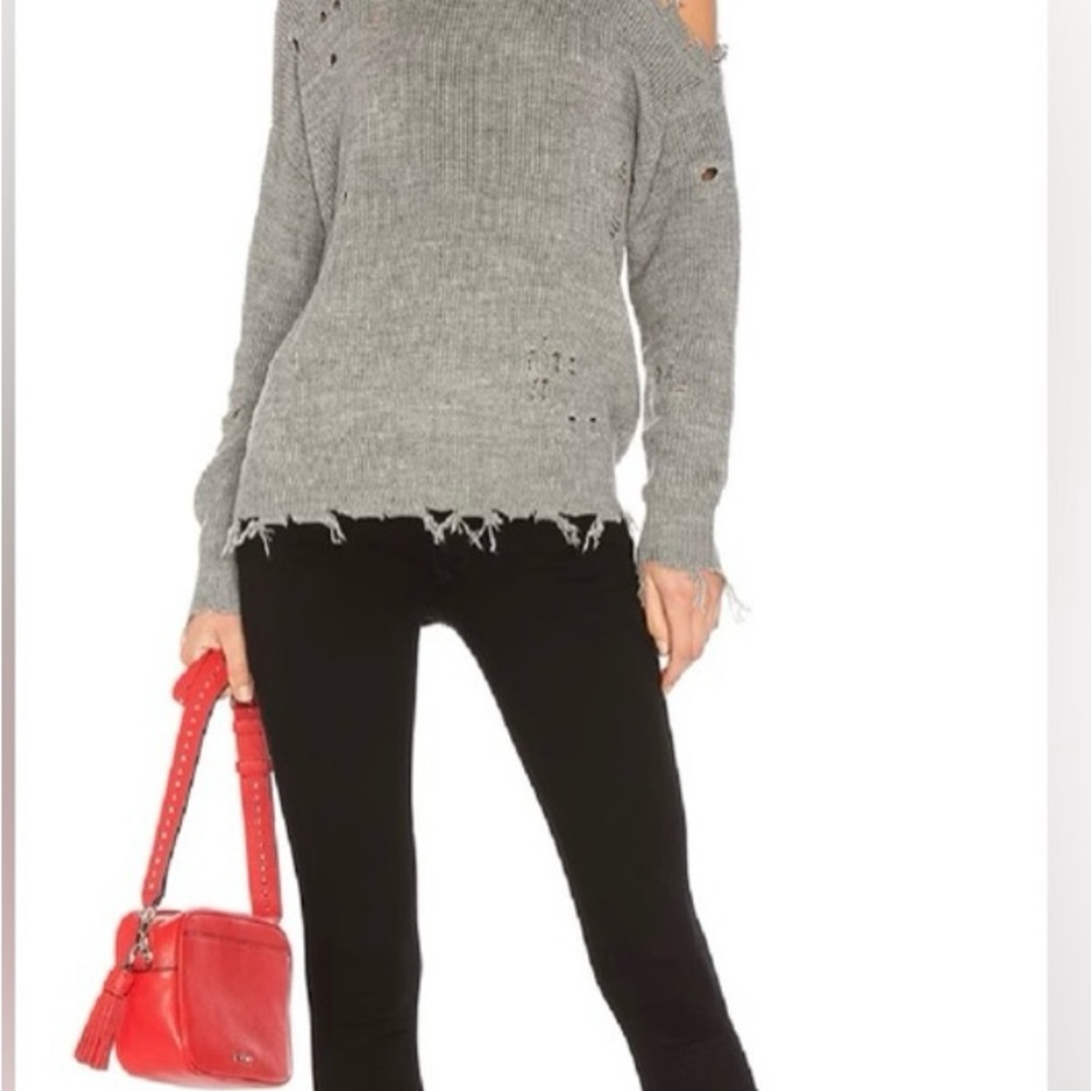 Lovers + Friends Gray Off-the-Shoulder Sweater